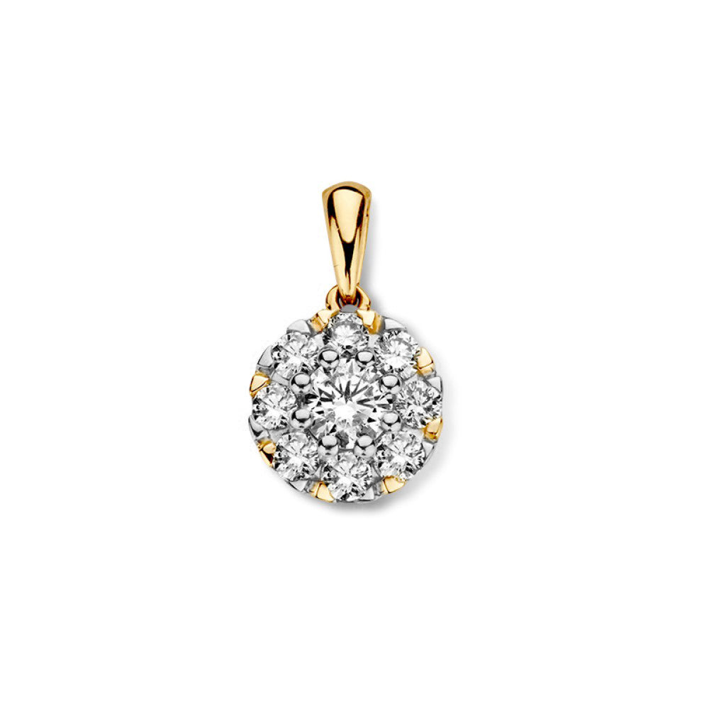 14krt geelgouden hangers met 7-0.12ct GSI briljant