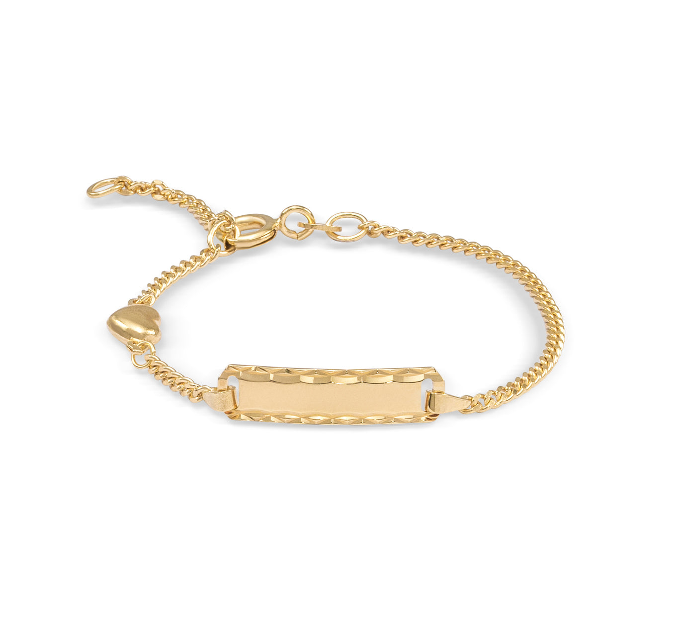 Monzario - 14krt geelgouden naamplaat armband 12-14cm | hart