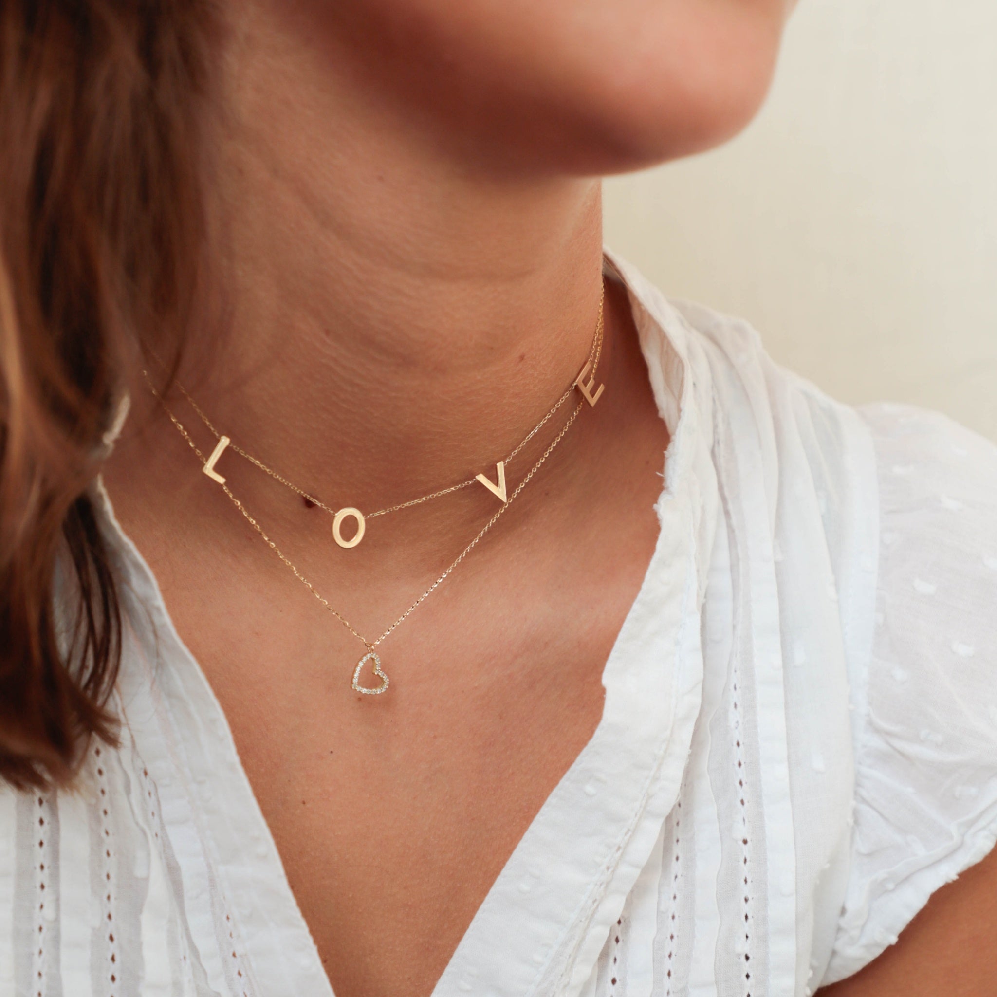 Just Franky - 14krt geelgouden LOVE collier | 40-41-42cm