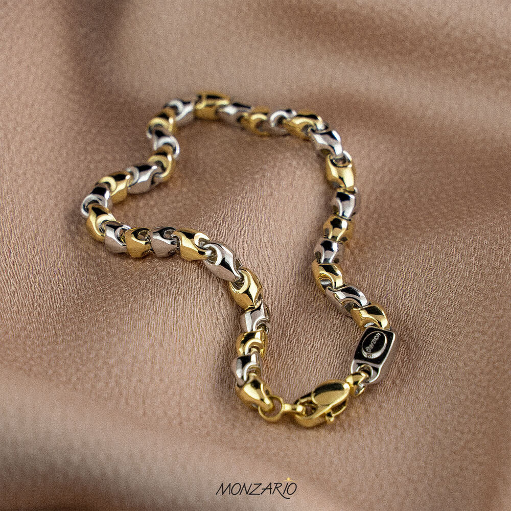 Monzario - 14krt bicolor gouden armband 4.3mm | 19,5cm