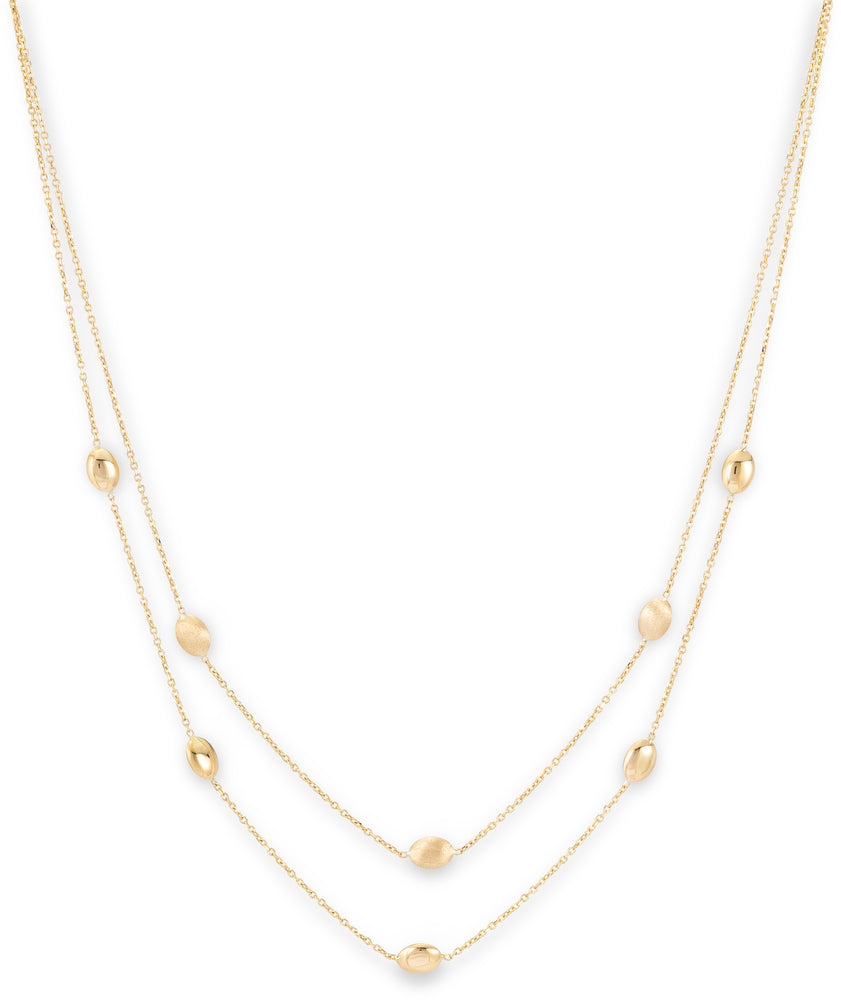 Monzario - 14krt geelgouden collier met 5x8mm bollen mat/poli | 45cm