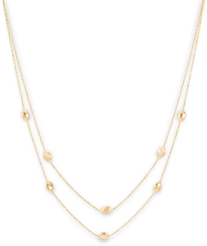 Monzario - 14krt geelgouden collier met 5x8mm bollen mat/poli | 45cm