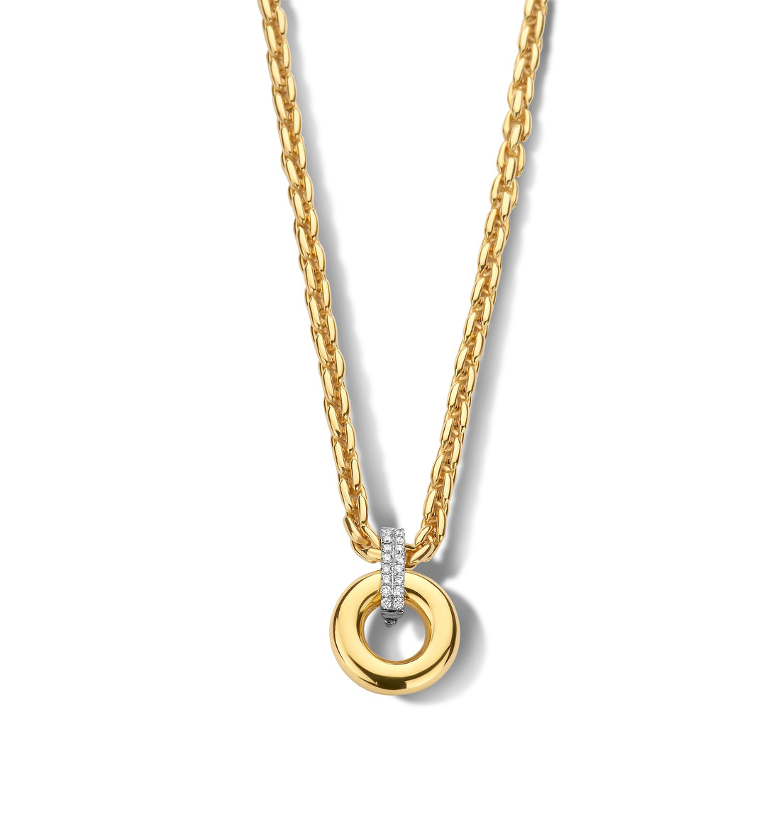 Monzario | 18krt geelgouden hanger met diamant 0.33ct | 19mm