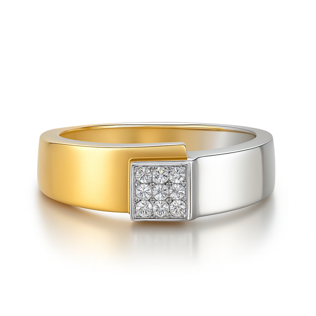 14krt bicolor gouden ring met briljant 9-0.09ct TW-VVS