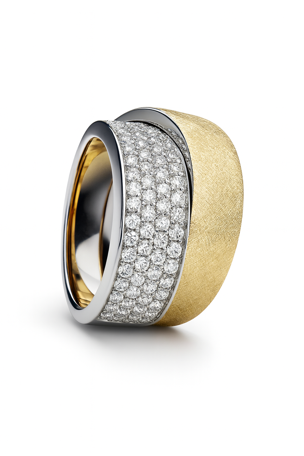 14krt bicolor gouden ring ijsmat met briljant 82-0.82ct HSI