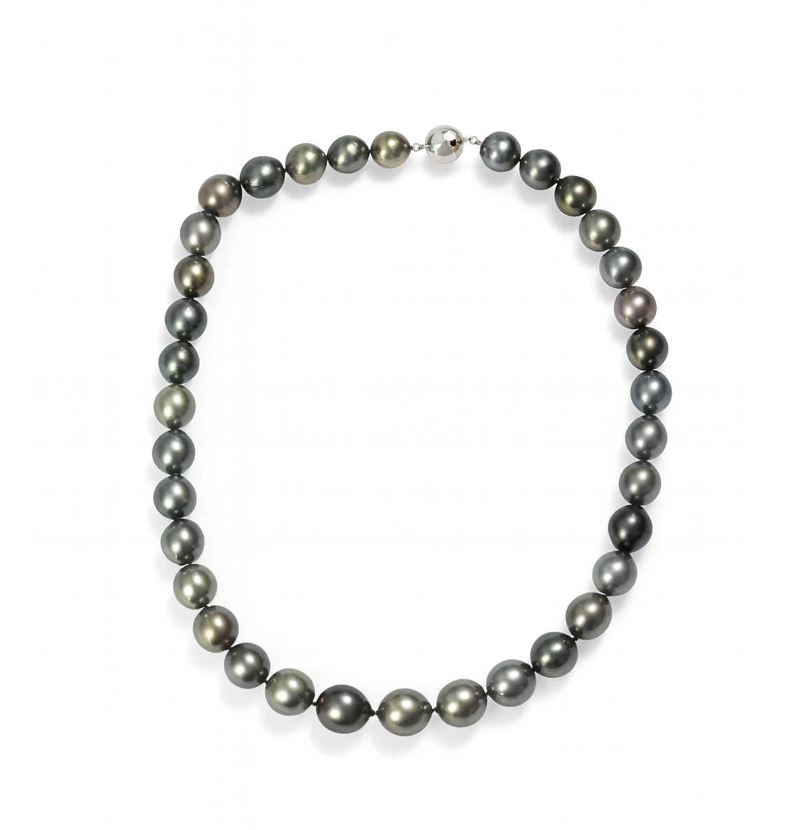 Tahiti parelcollier met 14krt witgouden slot | 45cm