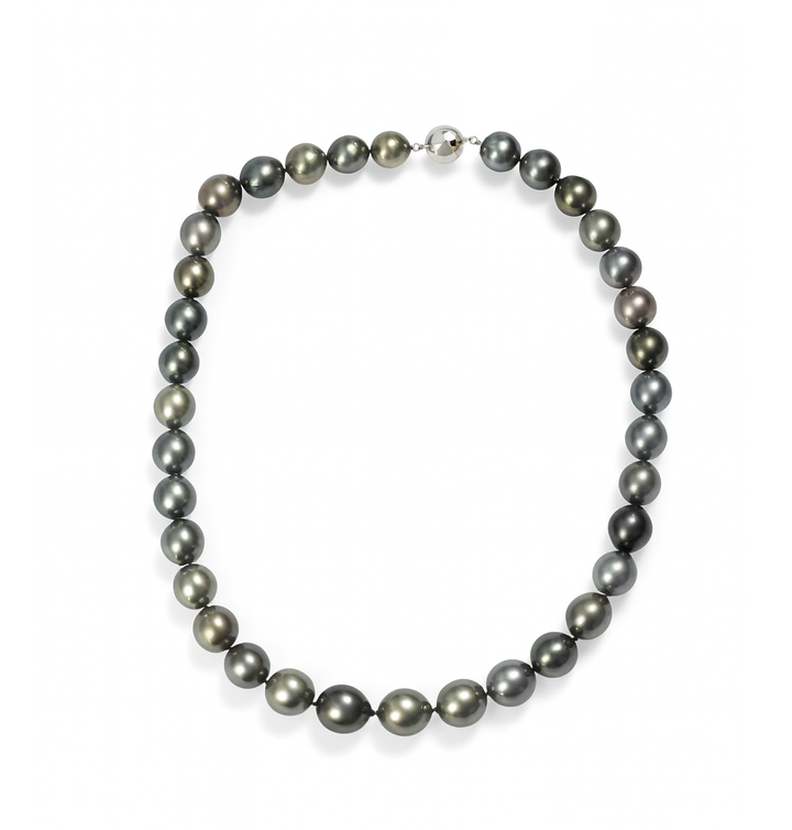 Tahiti parelcollier met 14krt witgouden slot | 45cm