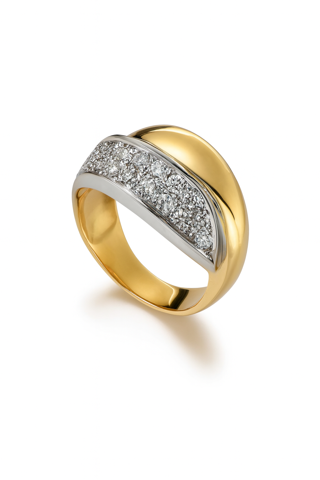 14krt bicolor gouden ring met briljant 0.49ct HSI