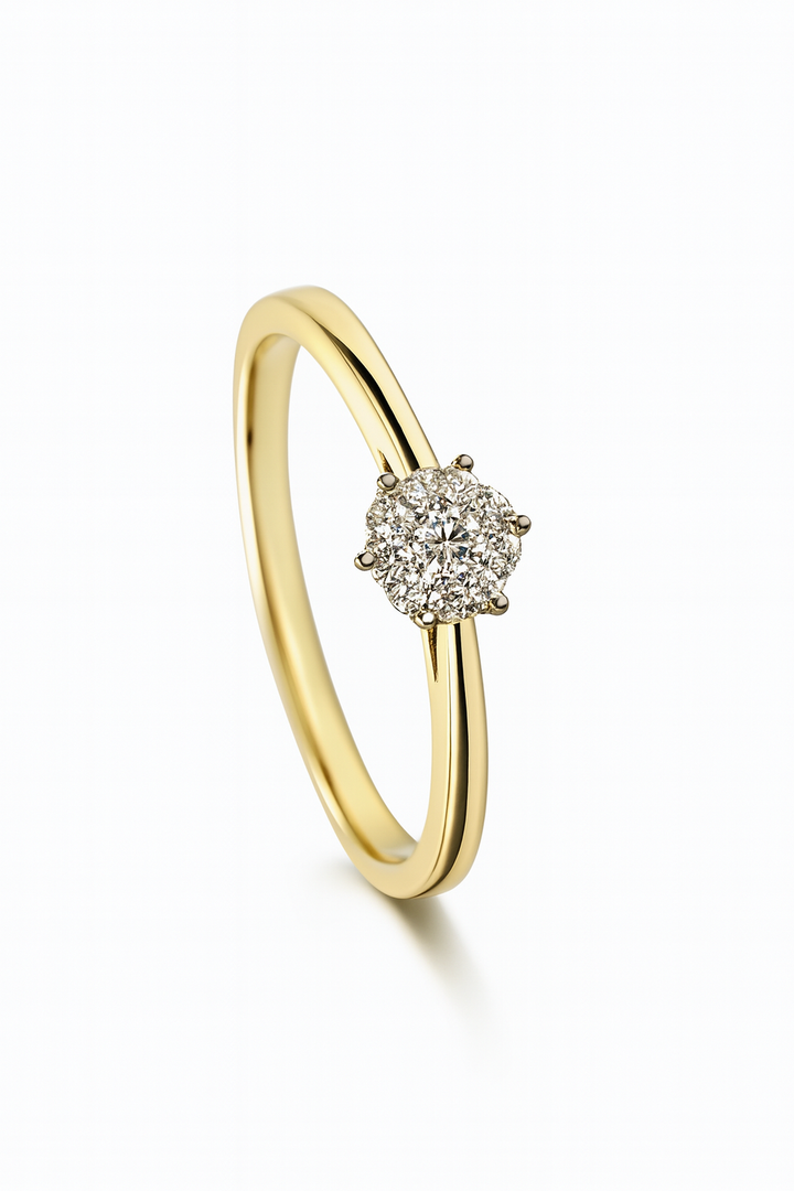 14krt Bicolor gouden ring met diamant 10-0.19ct GSI