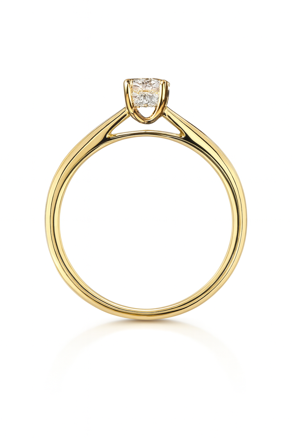 14krt geelgouden ring met briljant 0.50ct DVS1 ovaal & 10-0.05ct GSI | GIA Certificaat