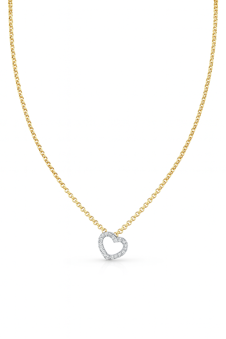 14krt geelgouden collier met hart en briljant 18-0.04ct | 42-45cm