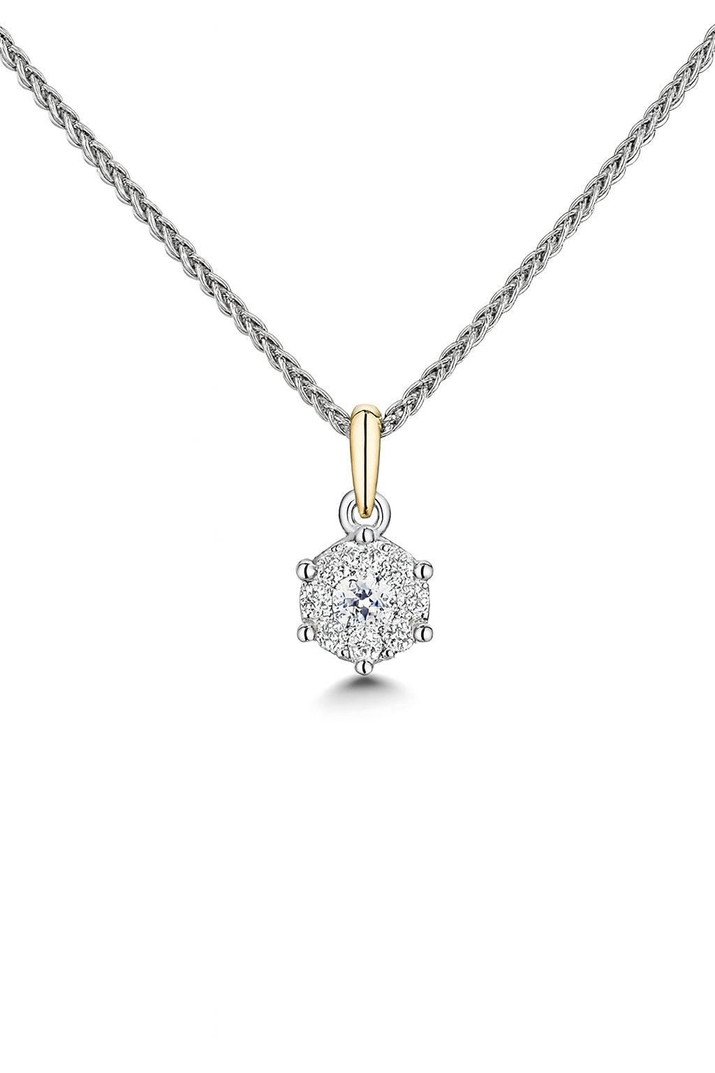 14krt bicolor gouden hanger met diamant 10-0.19ct GSI