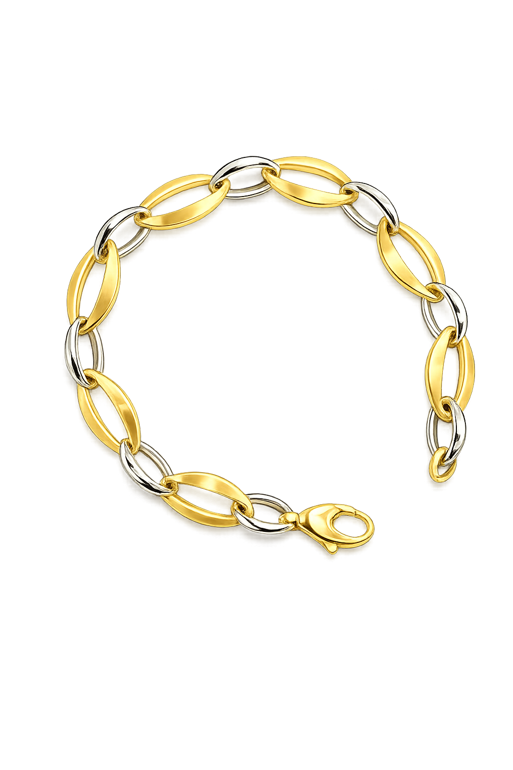 14krt bicolor gouden armband 10mm | 20cm