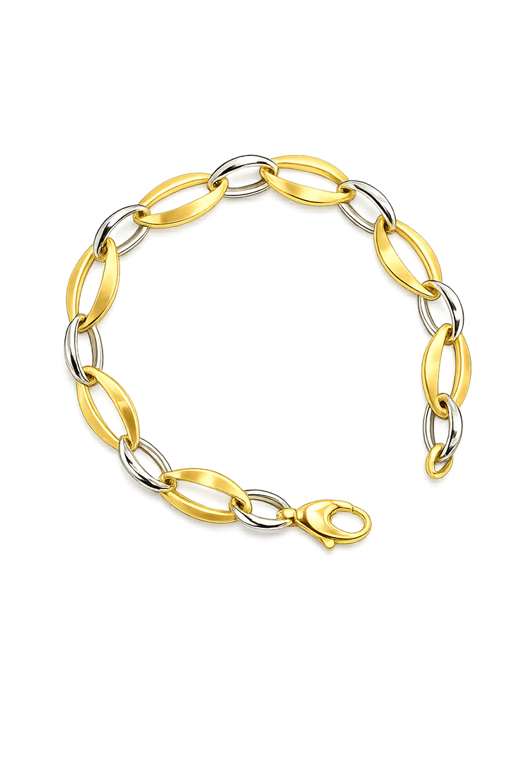 14krt bicolor gouden armband 10mm | 20cm