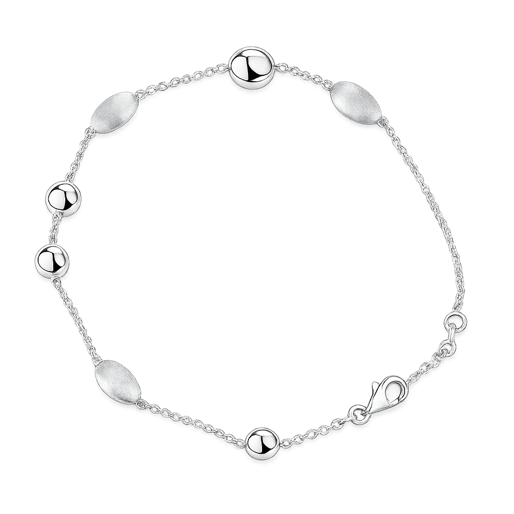 14krt witgouden armband met ijsmat bedels | 19cm