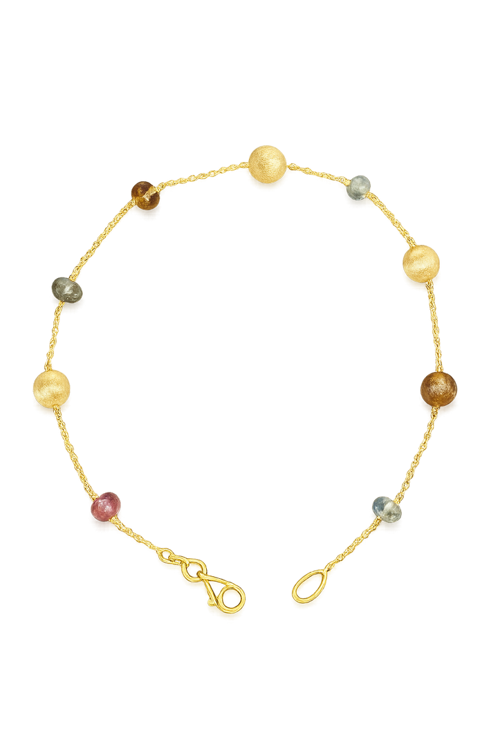 14krt geelgouden armband met gekleurde toermalijn | 19,5cm