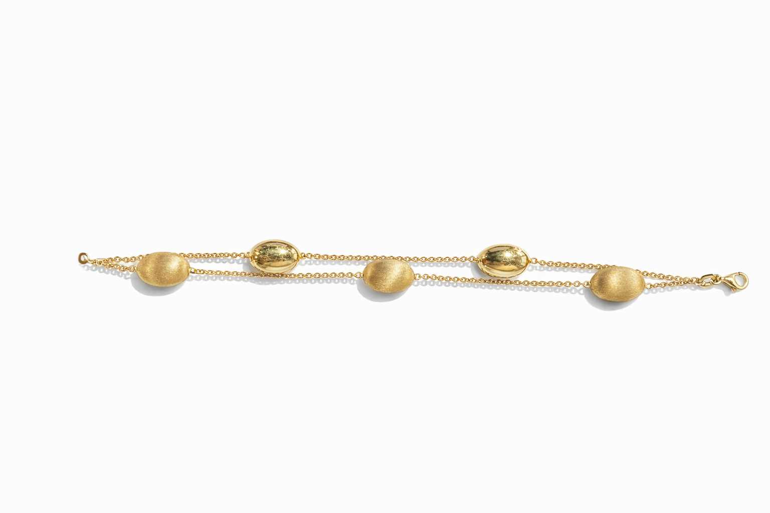 14krt geelgouden armband met 5 ovale bedels | 19,5cm