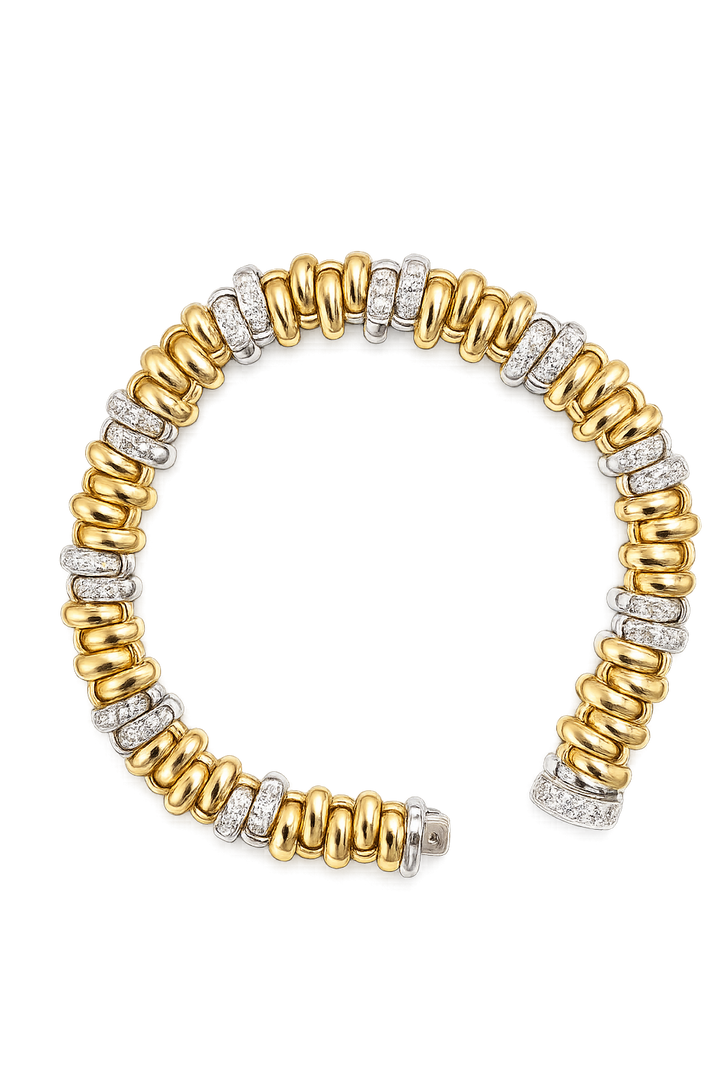 14krt bicolor gouden armband met diamant 1.26ct VS/W 10mm | 19,5cm