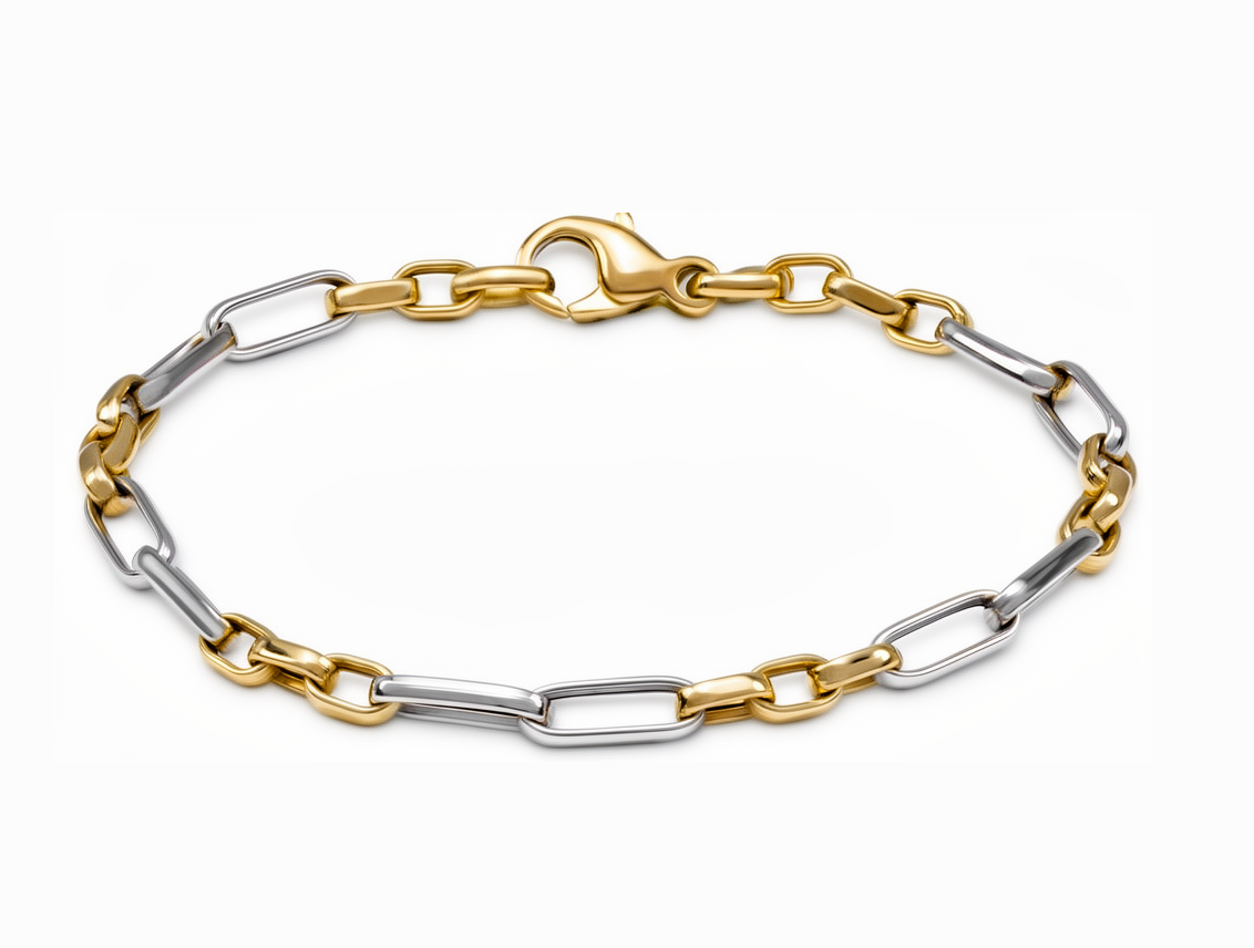 14krt bicolorgouden armband 4,5mm | 19cm