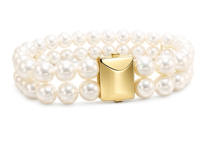 14krt geelgouden armband met 7mm Akoya parels | 19cm