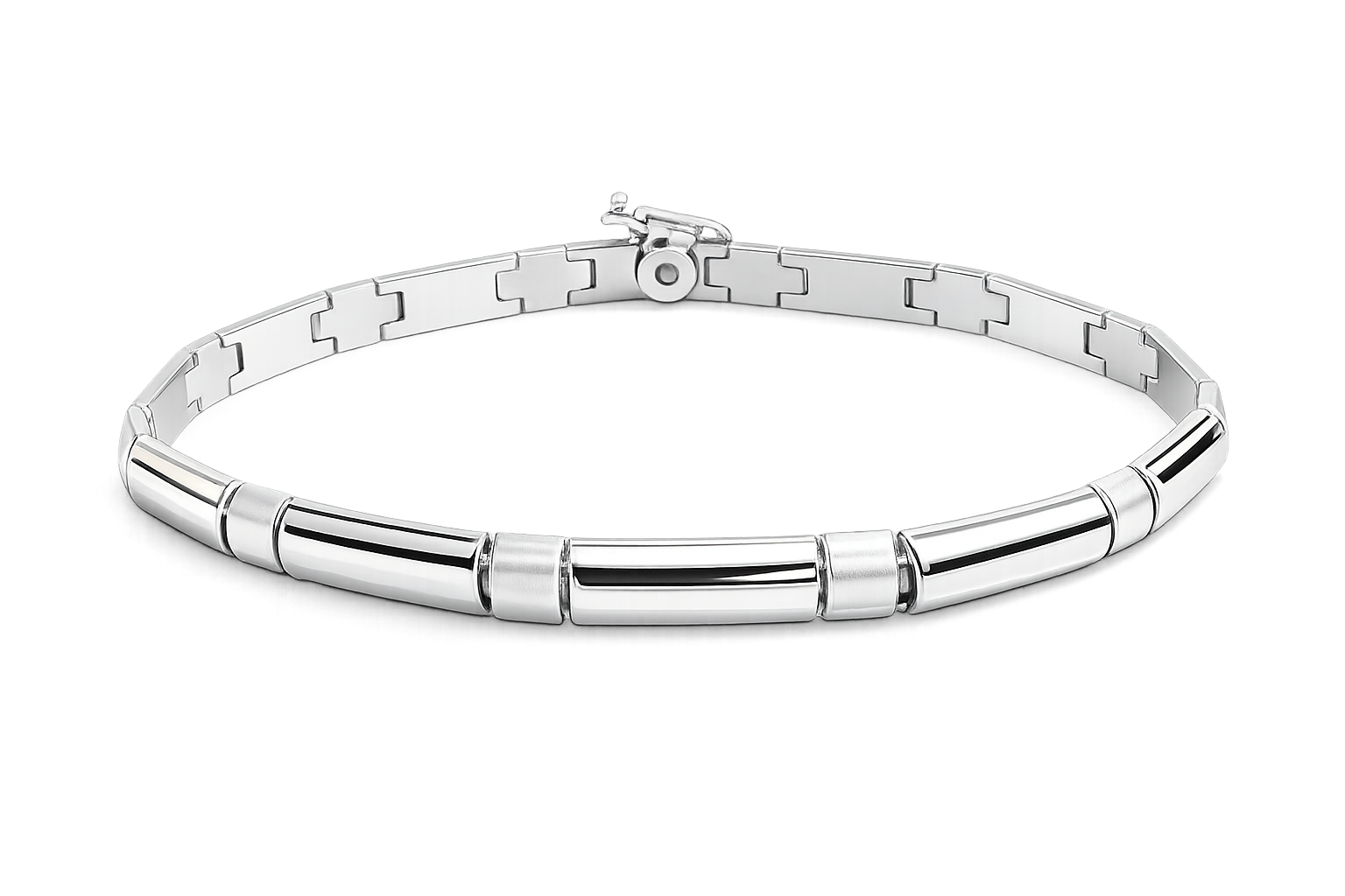 14krt witgouden armband 5mm mat & gepolijst | 19cm