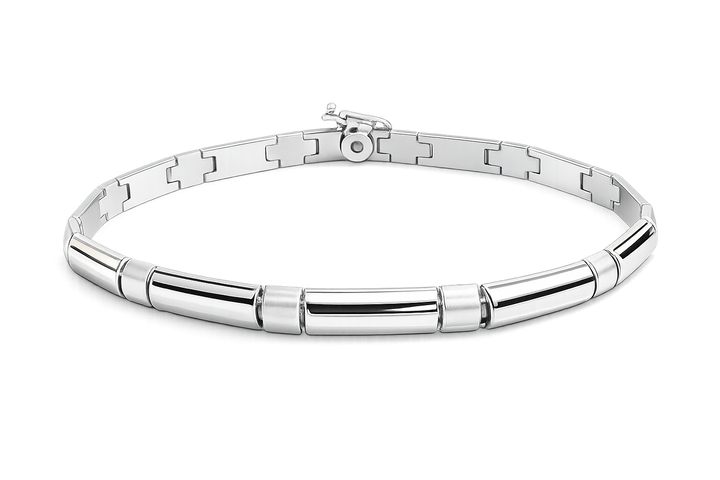 14krt witgouden armband 5mm mat & gepolijst | 19cm