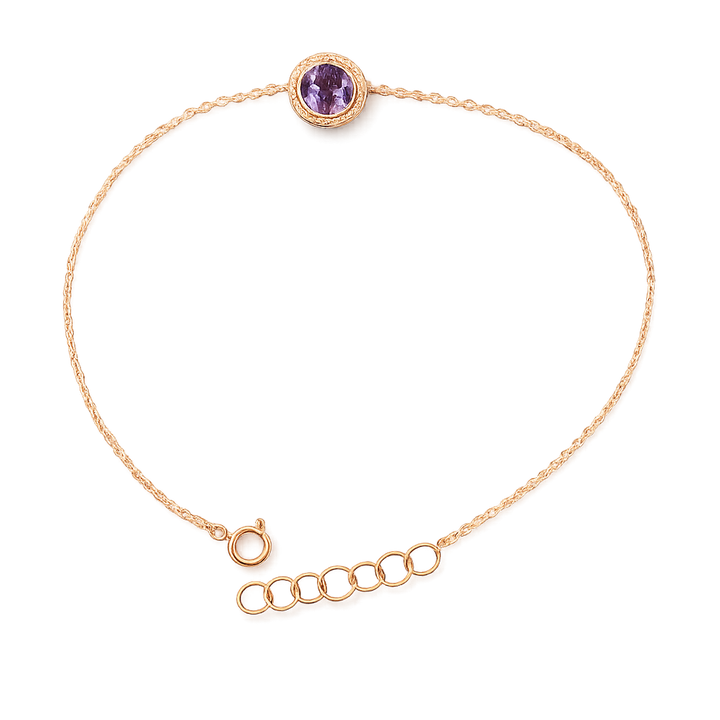 14krt rosé gouden armband met amethist 5mm | 15-17cm