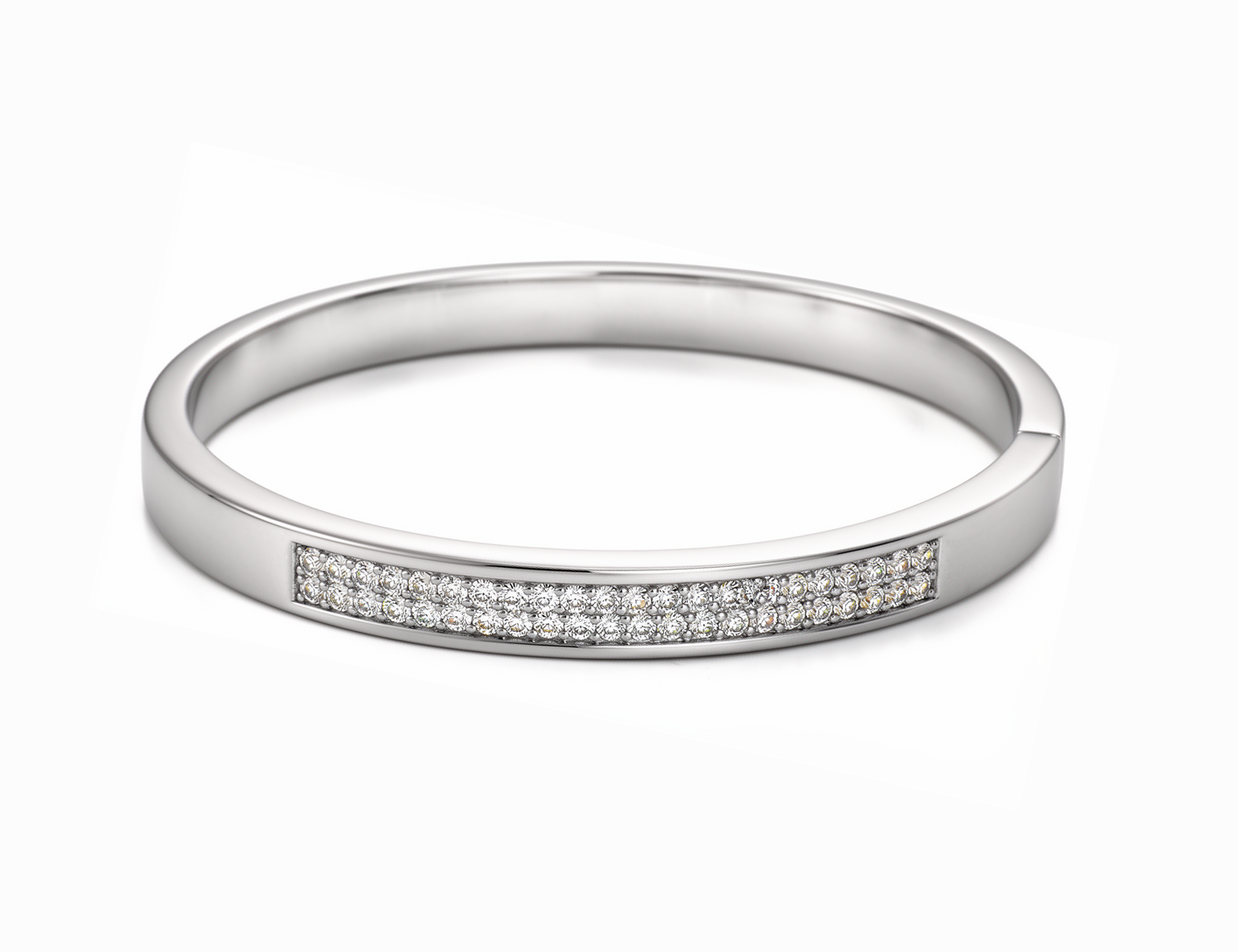14krt witgouden bangle met briljant 50-1.09ct HSI | 62x5,5mm