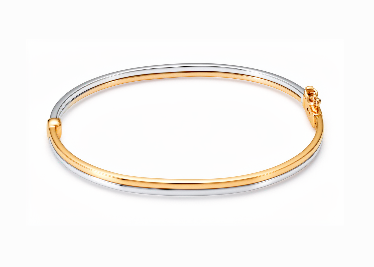 14krt bicolor gouden bangle | 60x3mm