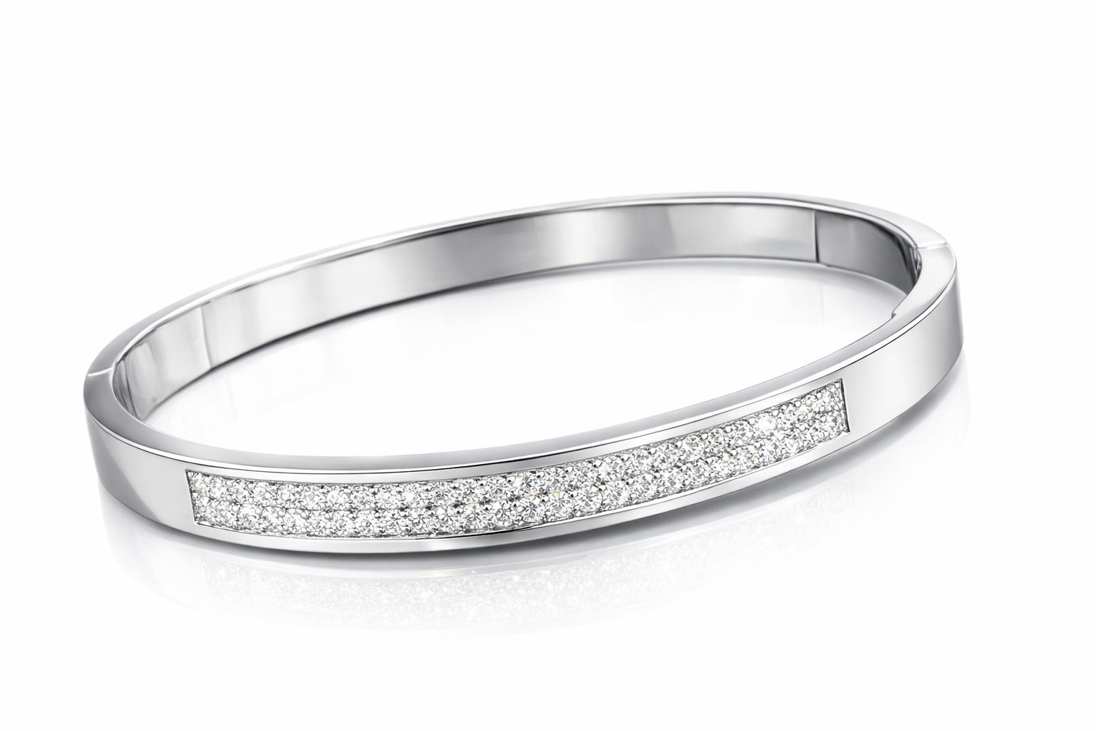 14krt witgouden bangle met briljant 50-1.09ct HSI | 62x5,5mm