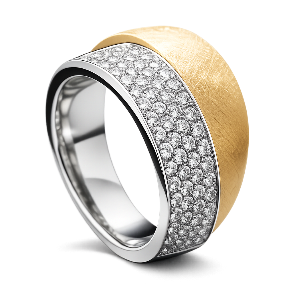 14krt bicolor gouden ring ijsmat met briljant 82-0.82ct HSI