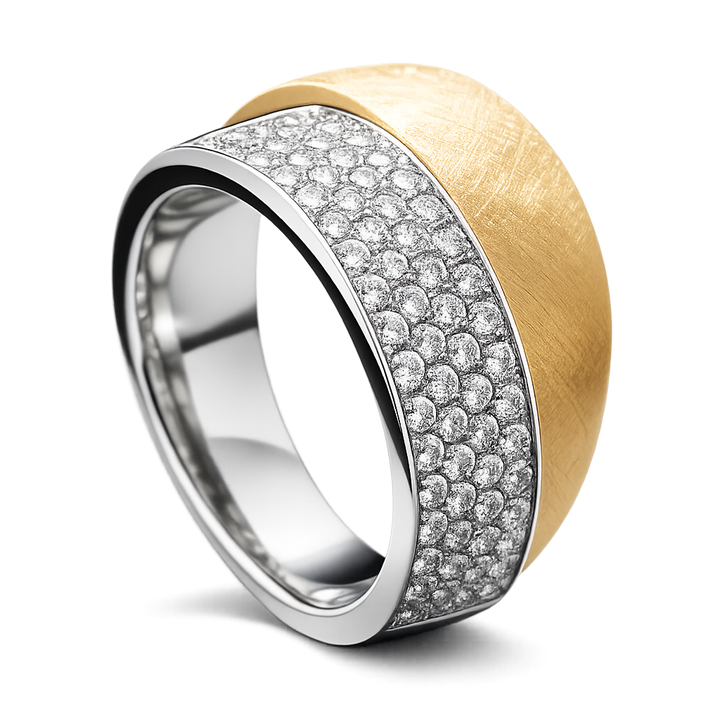 14krt bicolor gouden ring ijsmat met briljant 82-0.82ct HSI