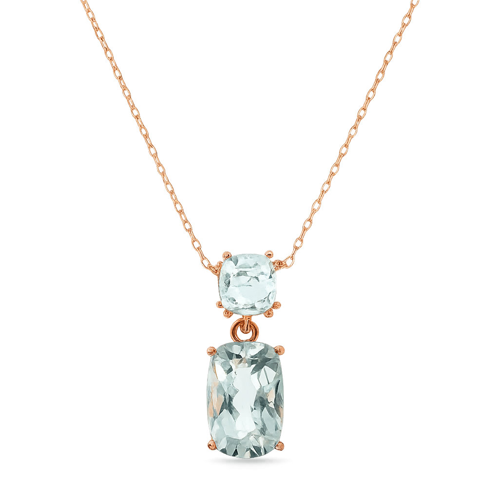 9krt roségouden collier met groene amethyst | 45cm
