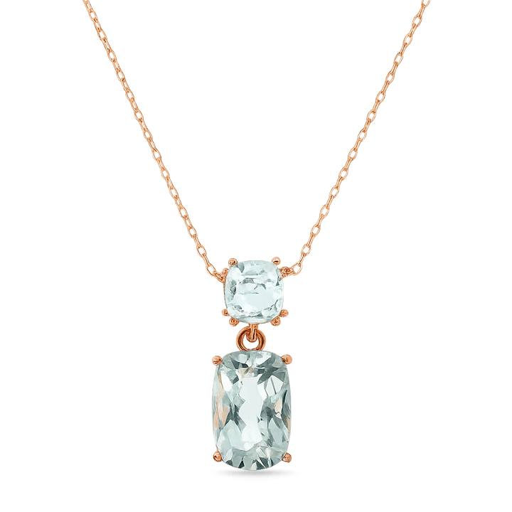 9krt roségouden collier met groene amethyst | 45cm