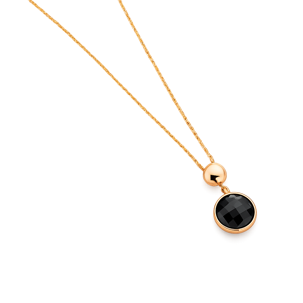 14krt roségouden collier met onyx 10mm | 41-43-45cm