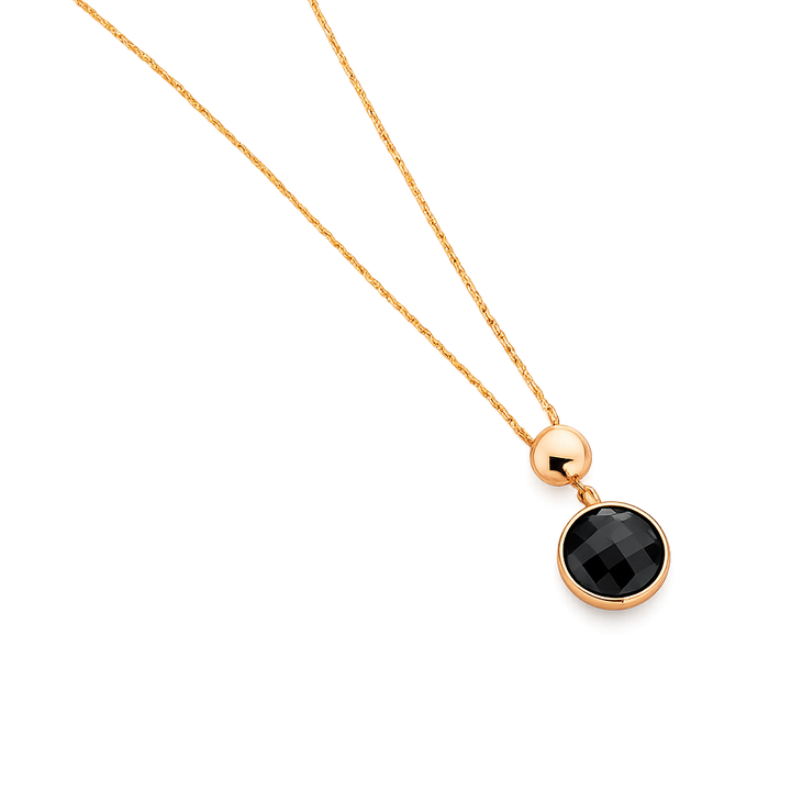 14krt roségouden collier met onyx 10mm | 41-43-45cm