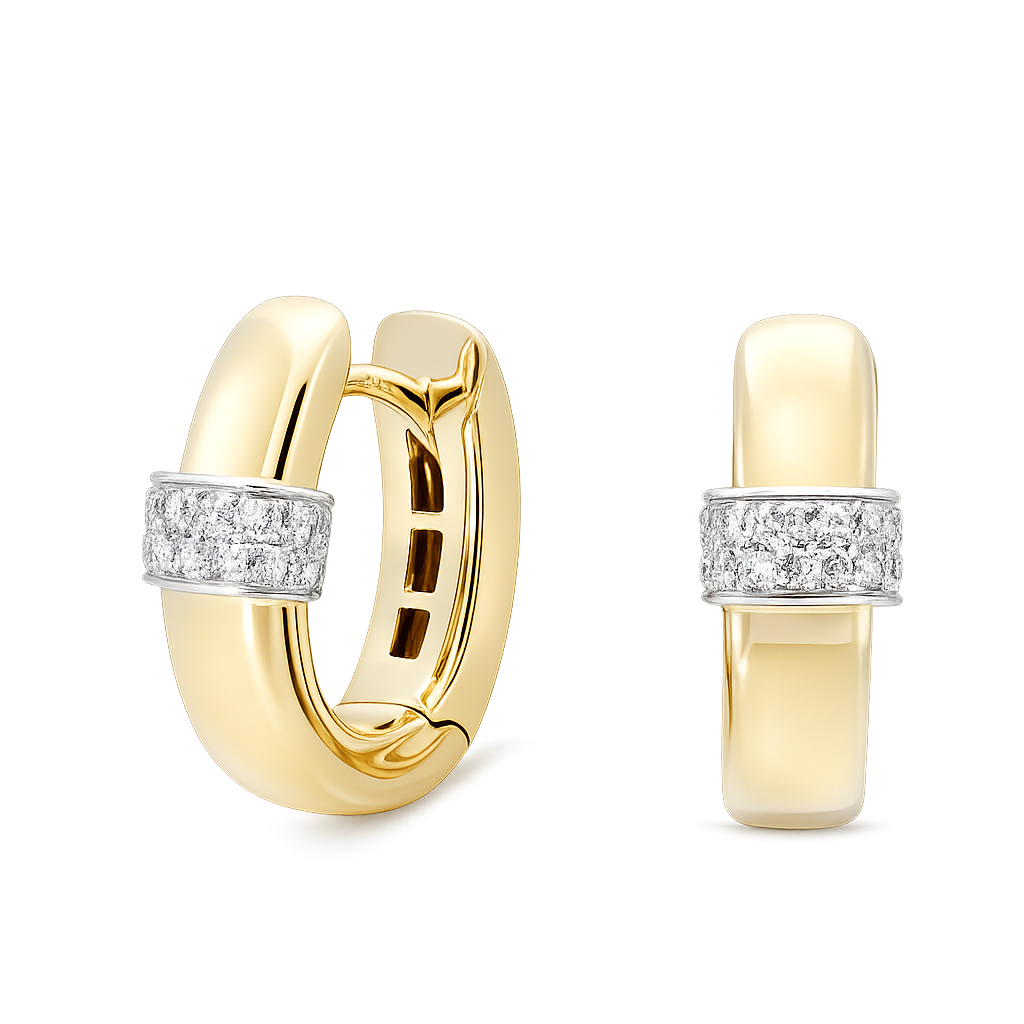 14krt geelgouden klapoorringen met briljant 28-0.12ct | 4x14mm