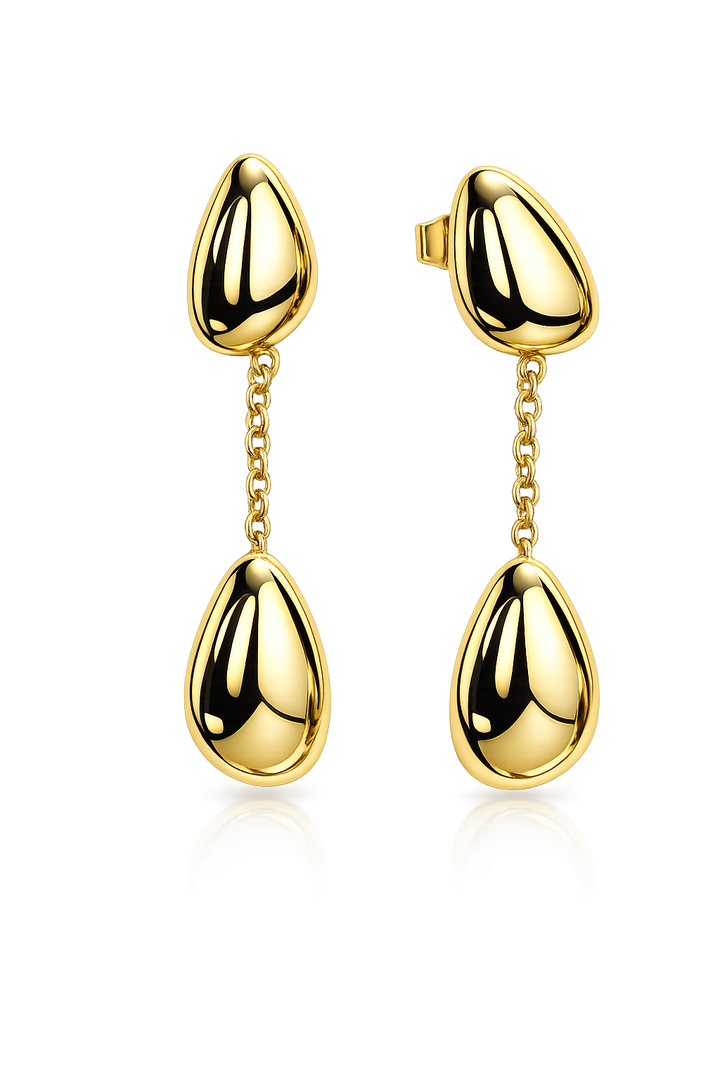 14krt geelgouden oorhangers | 30x4mm