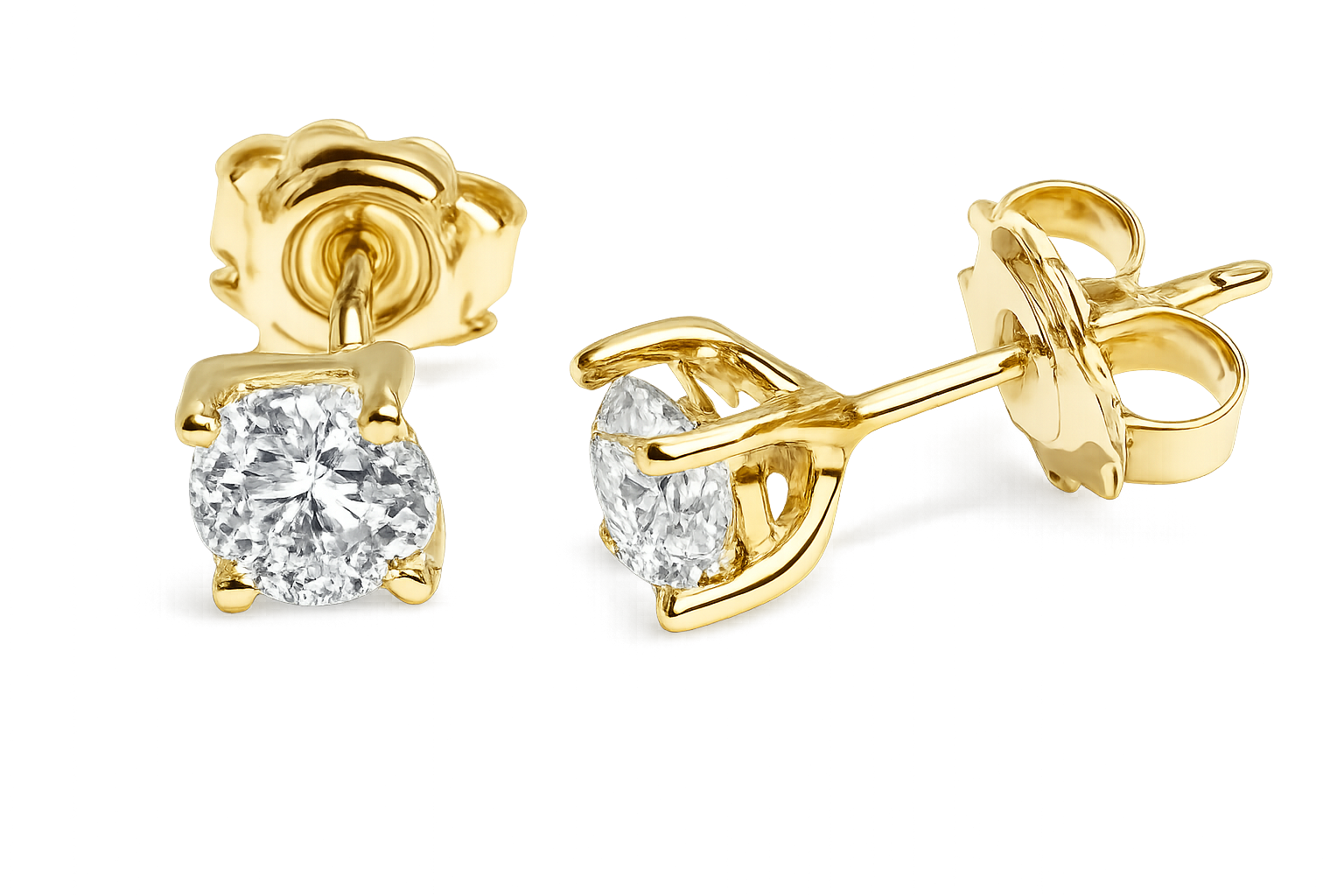 14krt geelgouden oorstekers 4 poots met Lab grown diamant 2-1.02ct DSI | incl. IGI certificaat