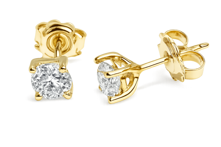 14krt geelgouden oorstekers 4 poots met Lab grown diamant 2-1.02ct DSI | incl. IGI certificaat