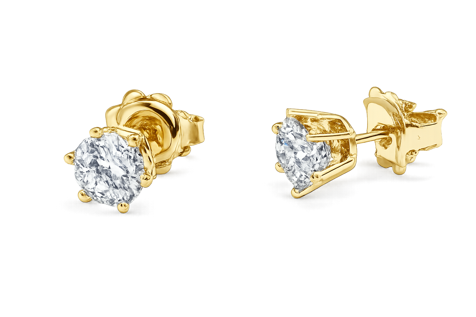 14krt geelgouden oorstekers 6-poots met Lab grown diamant 2-1.02ct DSI | incl. IGI certificaat