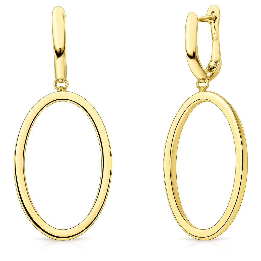 14krt geelgouden oorhangers | 39x15mm