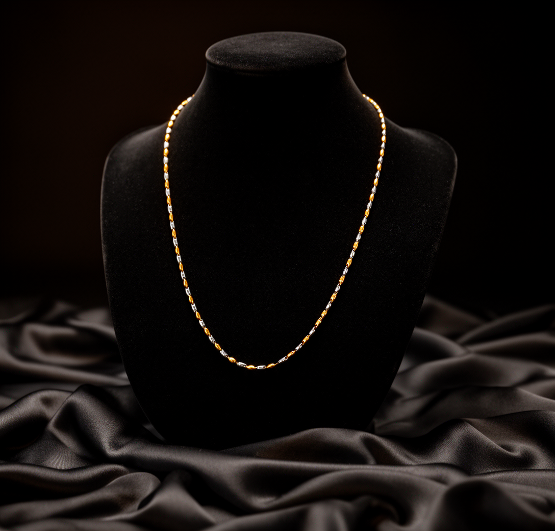 Monzario - 14krt bicolor gouden lengtecollier 3mm | 45cm