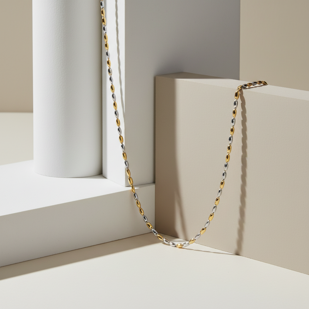 Monzario - 14krt bicolor gouden lengtecollier 3mm | 45cm