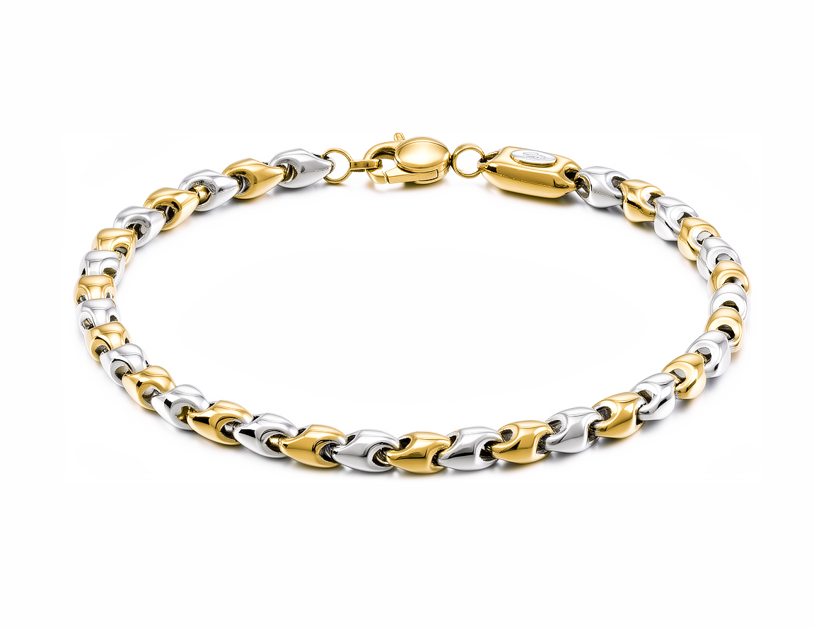 Monzario - 14krt bicolor gouden armband 4.3mm | 19,5cm