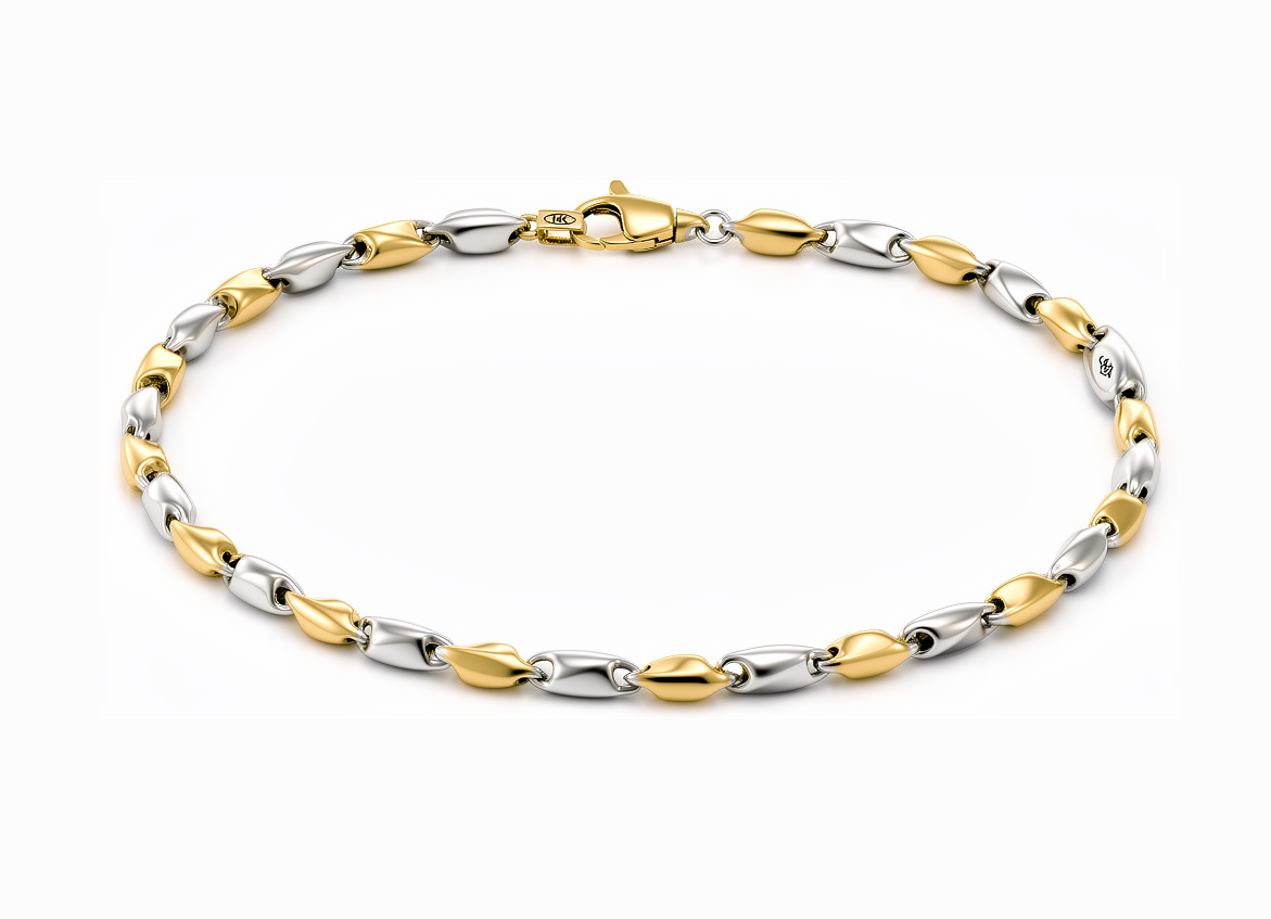 Monzario - 14krt bicolor gouden armband 3.0mm | 18,5cm