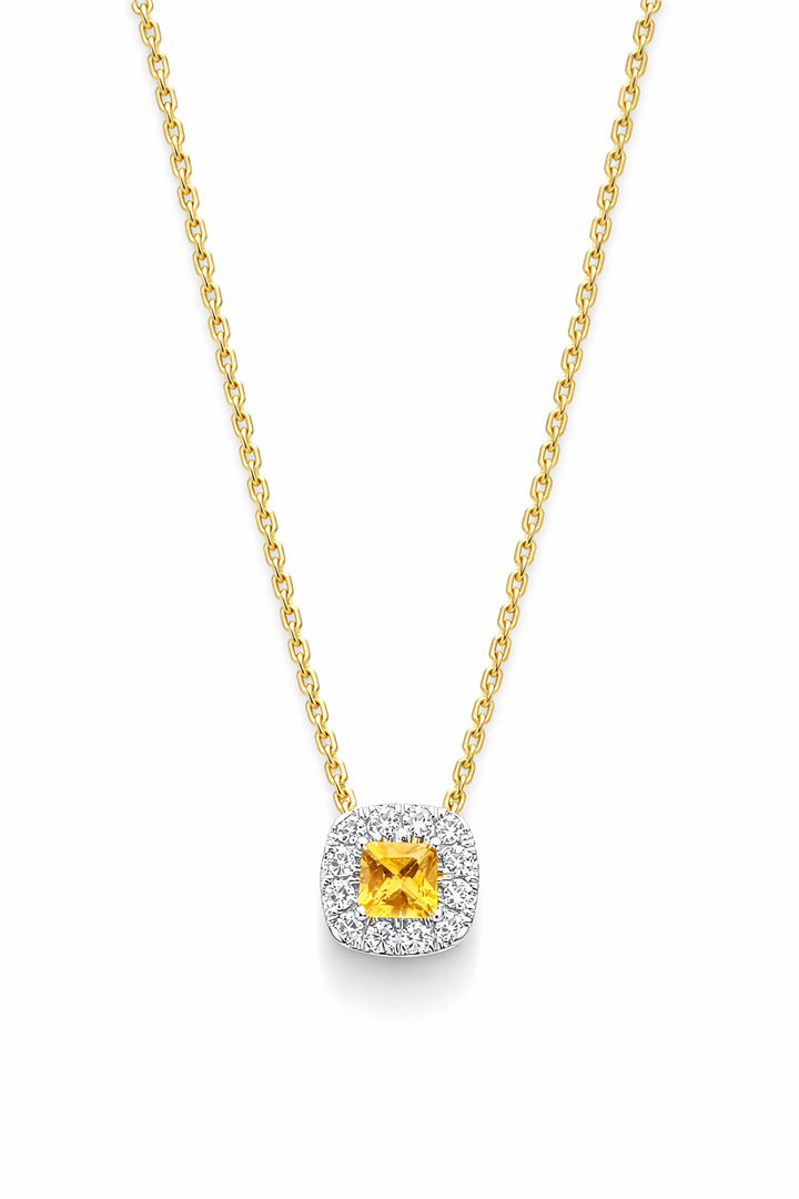 14krt bicolor gouden hanger met briljant en citrien  | 12-0.10ct HSI