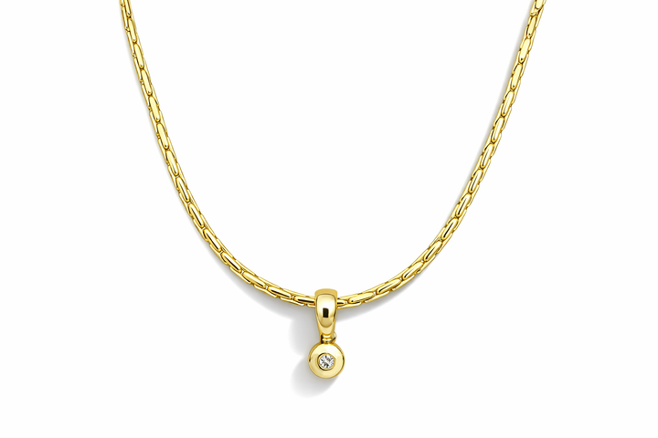 14krt geelgouden hanger met diamant | 0.05ct HSI