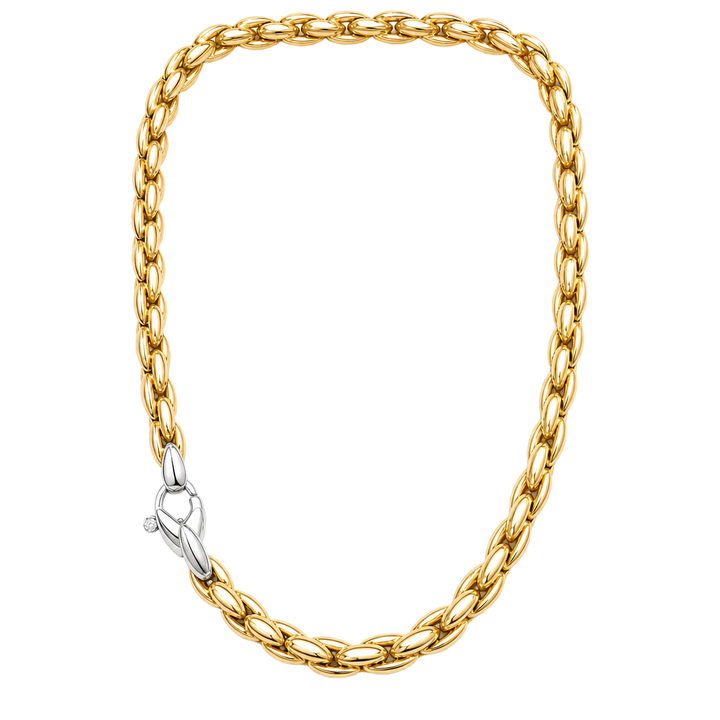14krt geelgouden collier met witgouden sluiting 7mm | 45cm
