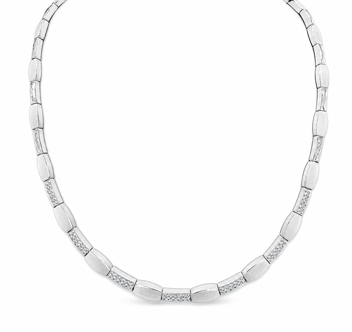 Zilveren collier poli/mat 4.5mm met zirkonia | 45cm